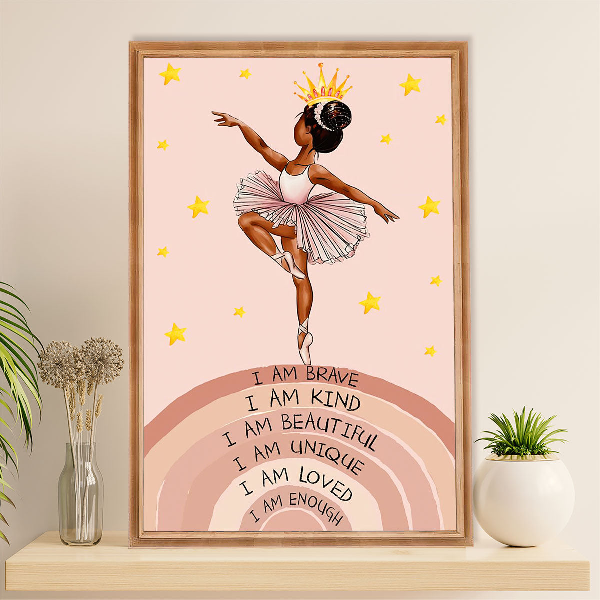 Dancing Ballet Poster Prints | Brave Kind Beautiful | Wall Art Gift for Ballet Dancer Ballerinas