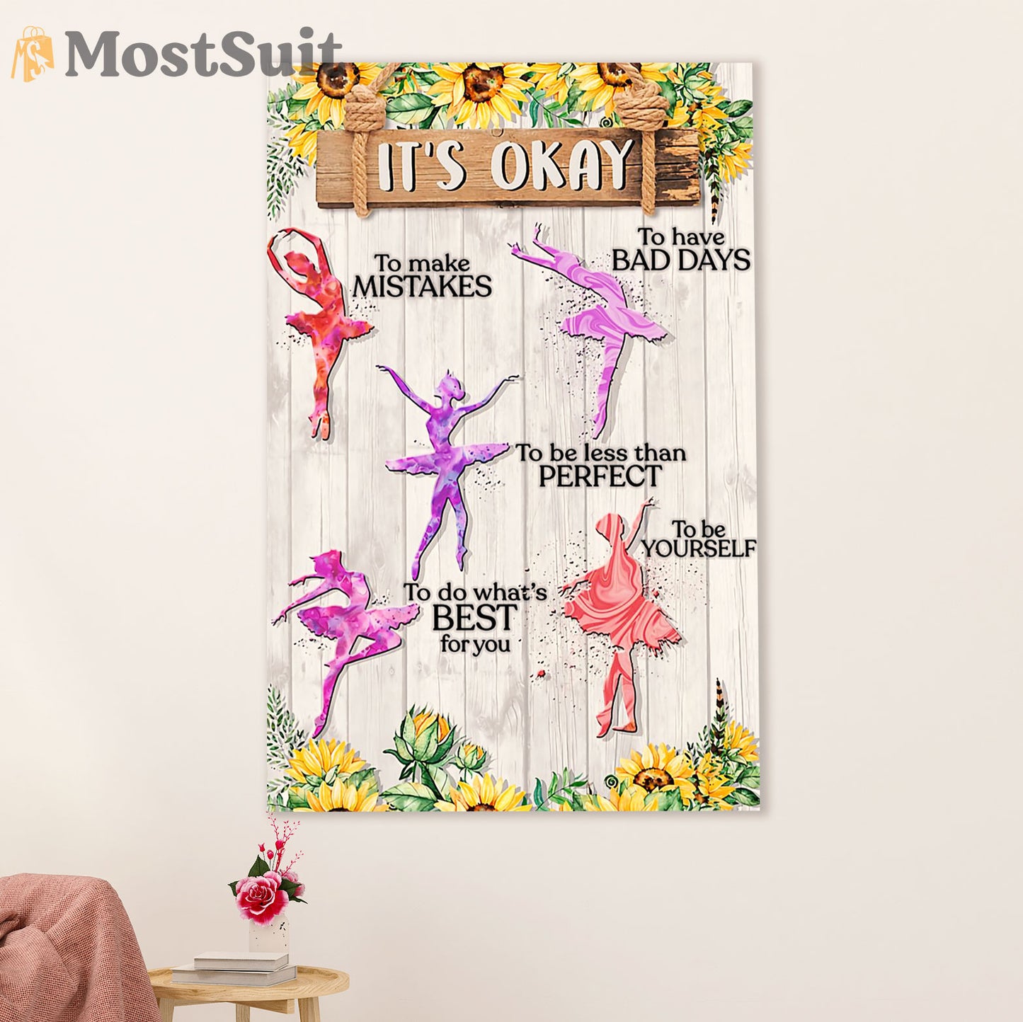 Dancing Ballet Canvas Wall Art Prints | It's Okay | Home Décor Gift for Ballet Dancer Ballerinas