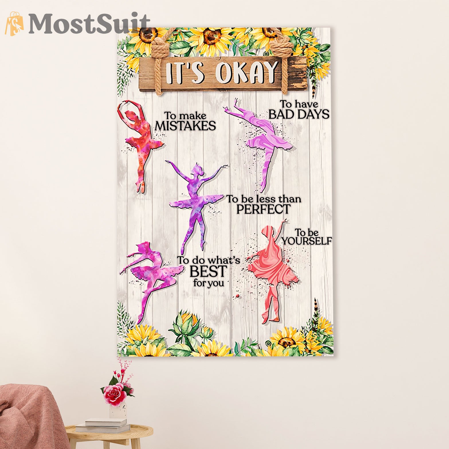Dancing Ballet Canvas Wall Art Prints | It's Okay | Home Décor Gift for Ballet Dancer Ballerinas