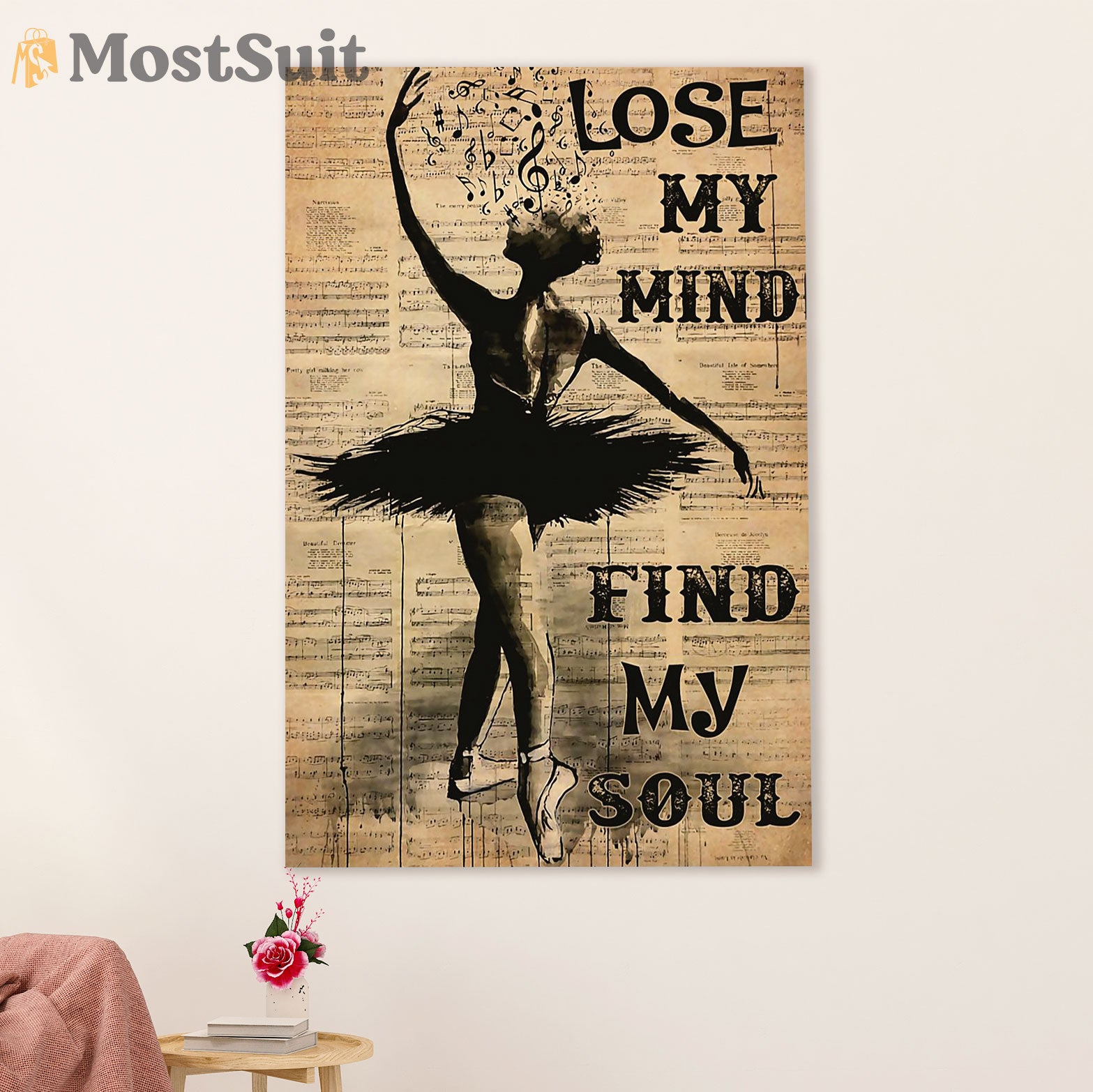 Dancing Ballet Canvas Wall Art Prints | Find My Soul | Home Décor Gift for Ballet Dancer Ballerinas