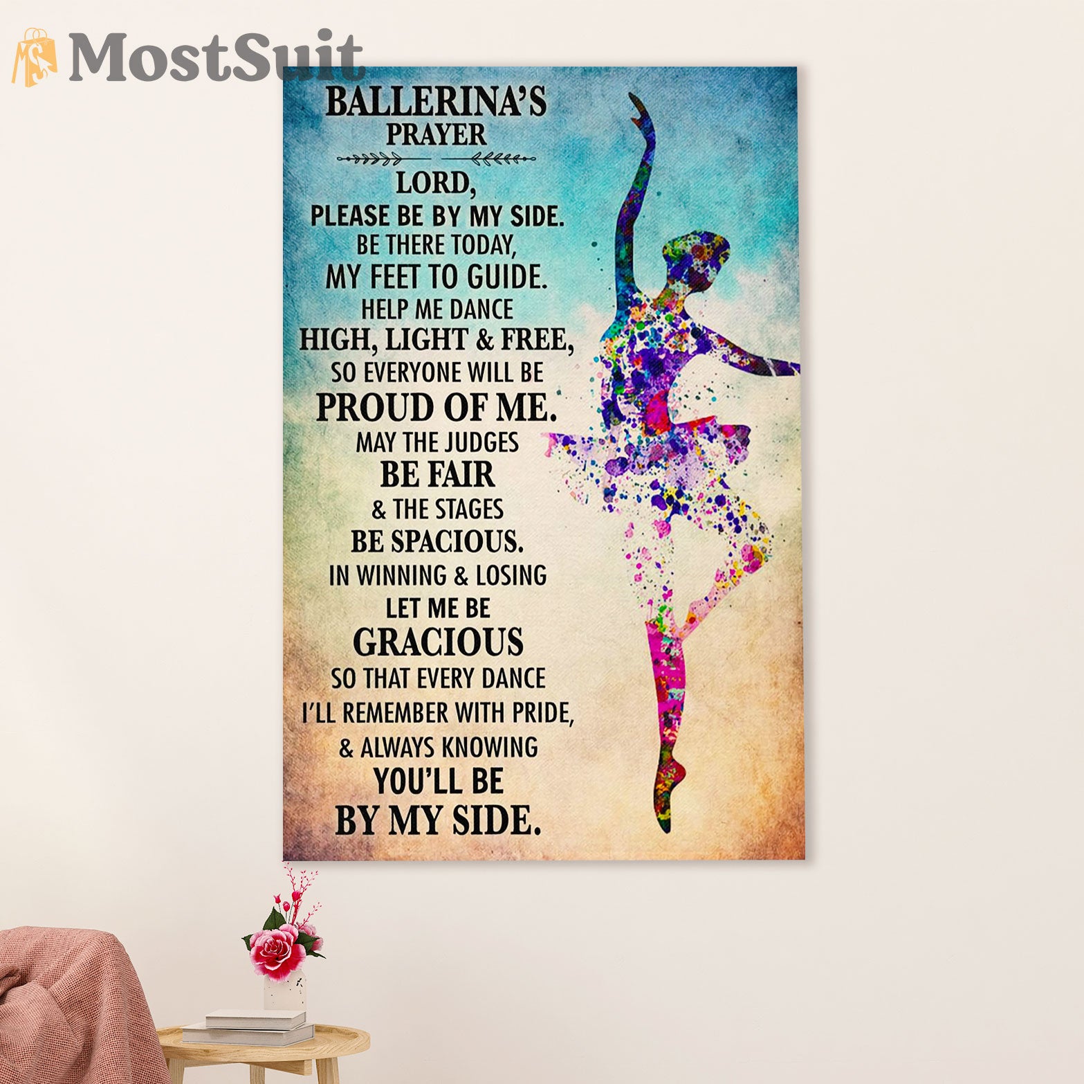 Dancing Ballet Poster Prints | Ballerina's Prayer | Wall Art Gift for Ballet Dancer Ballerinas