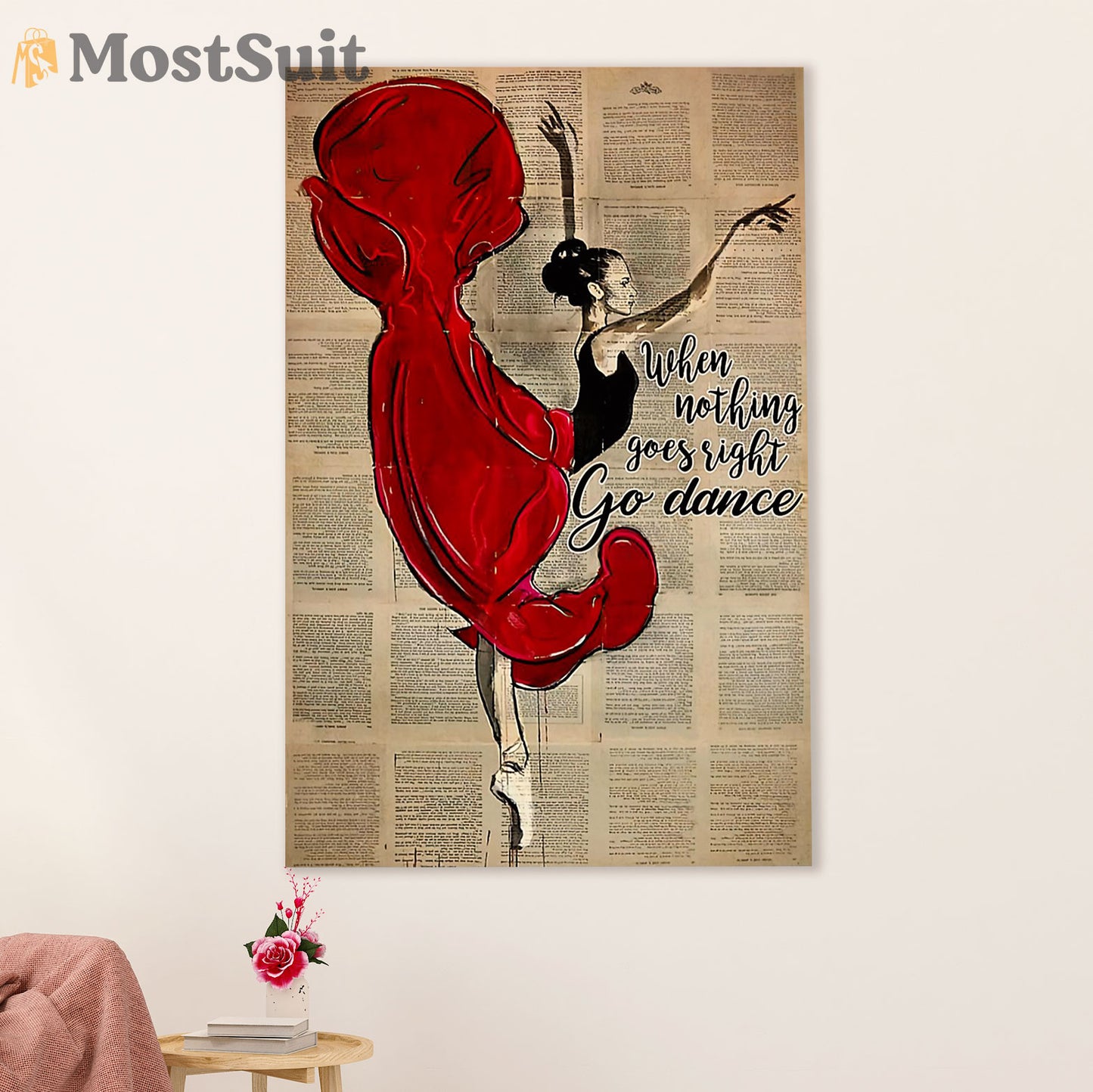 Dancing Ballet Canvas Wall Art Prints | Go Dance | Home Décor Gift for Ballet Dancer Ballerinas
