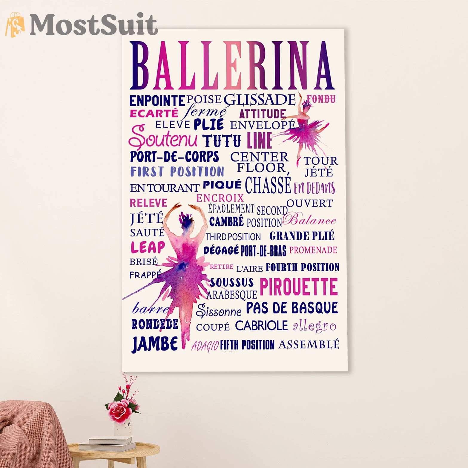 Dancing Ballet Canvas Wall Art Prints | Ballerina | Home Décor Gift for Ballet Dancer Ballerinas