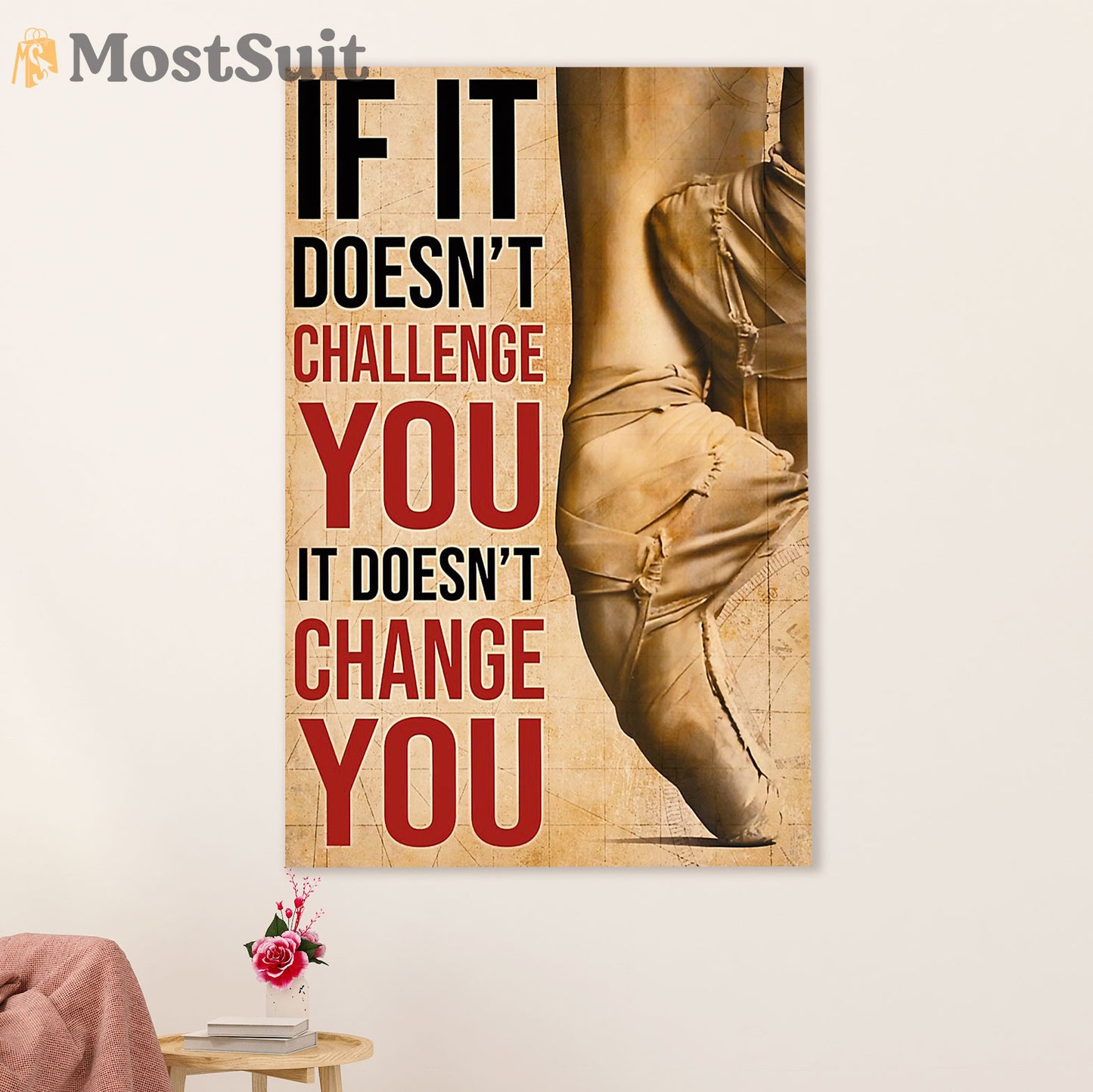 Dancing Ballet Poster Prints | Challenge You | Wall Art Gift for Ballet Dancer Ballerinas