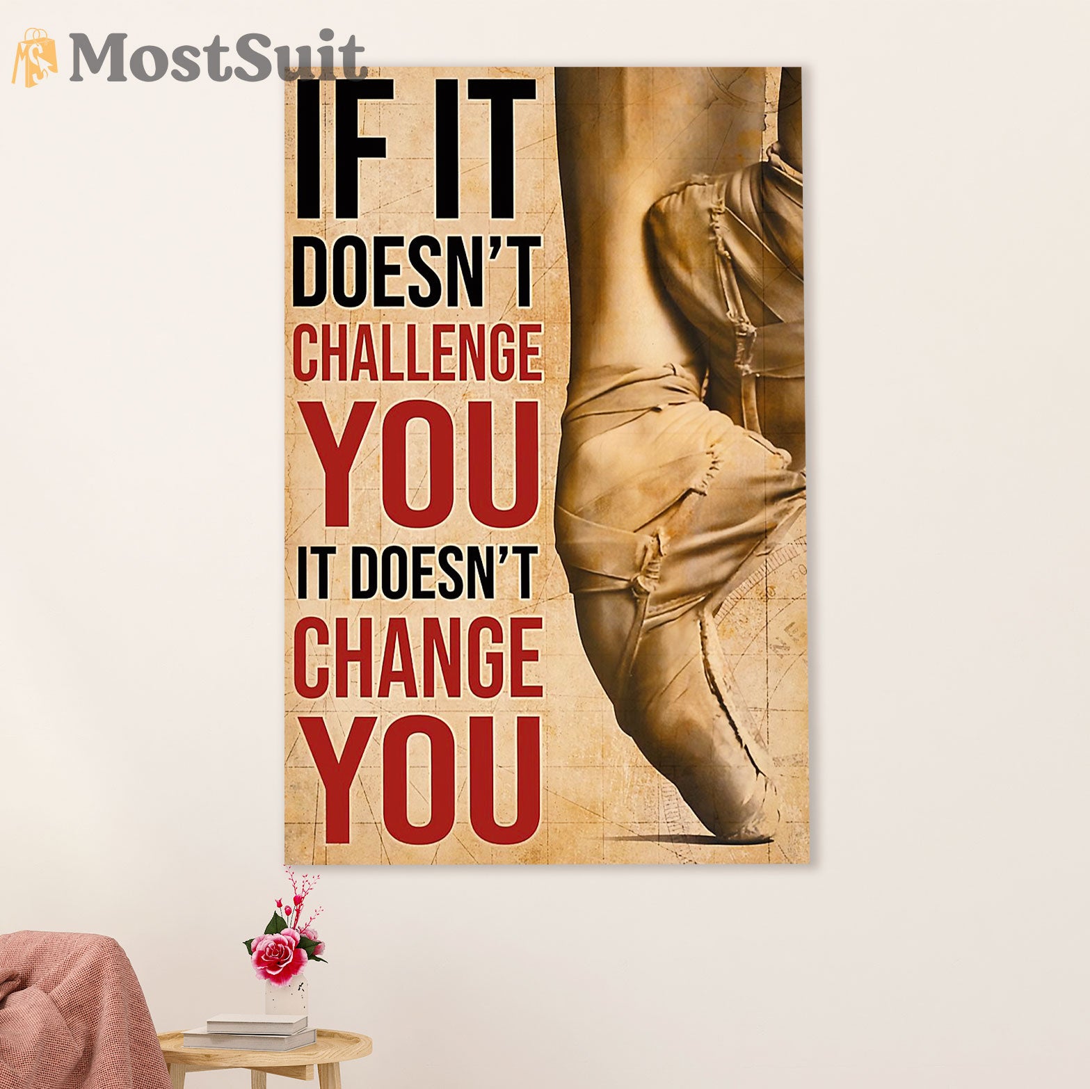 Dancing Ballet Poster Prints | Challenge You | Wall Art Gift for Ballet Dancer Ballerinas