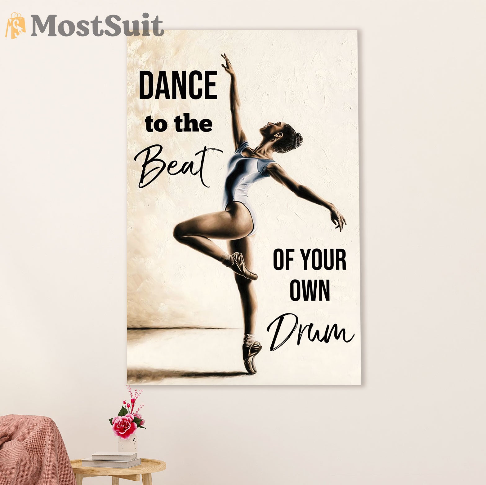 Dancing Ballet Canvas Wall Art Prints | Dance To The Beat | Home Décor Gift for Ballet Dancer Ballerinas