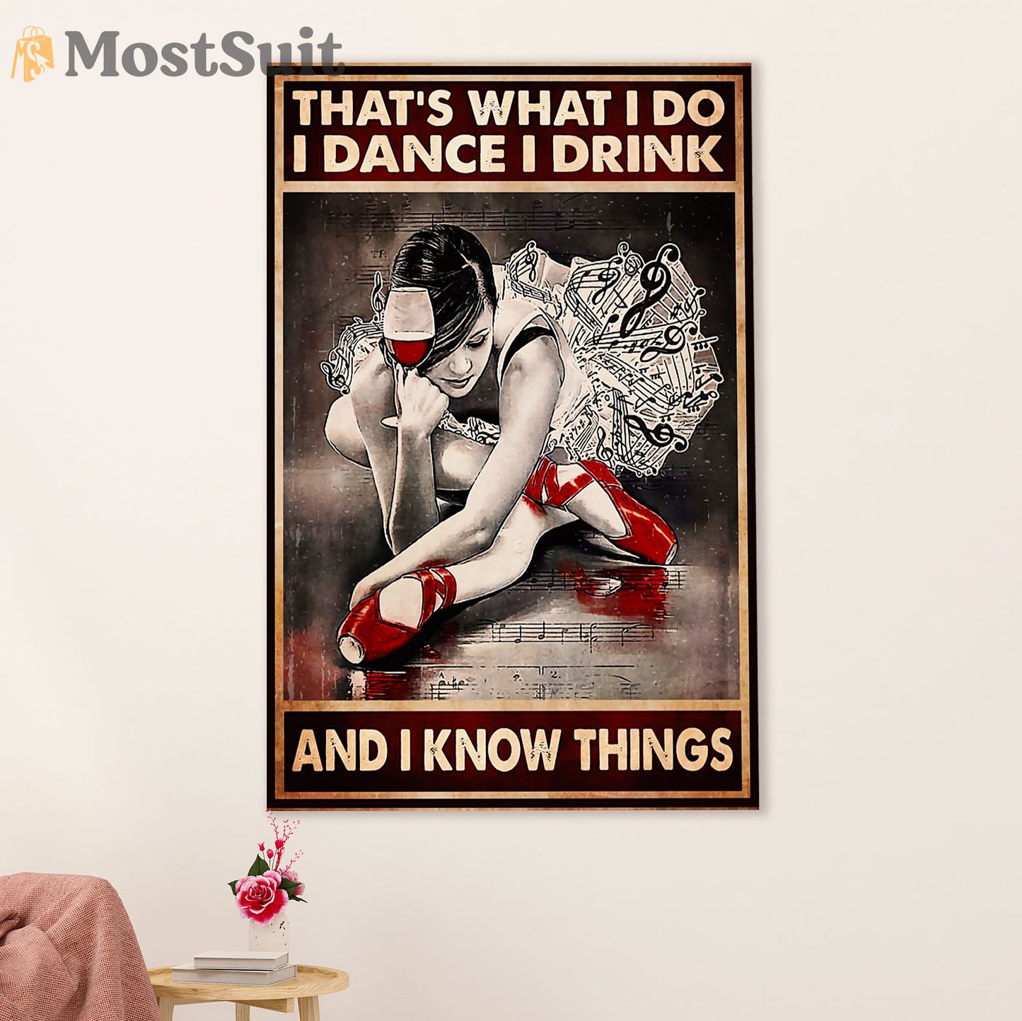 Dancing Ballet Canvas Wall Art Prints | Dance Drink Know Things | Home Décor Gift for Ballet Dancer Ballerinas