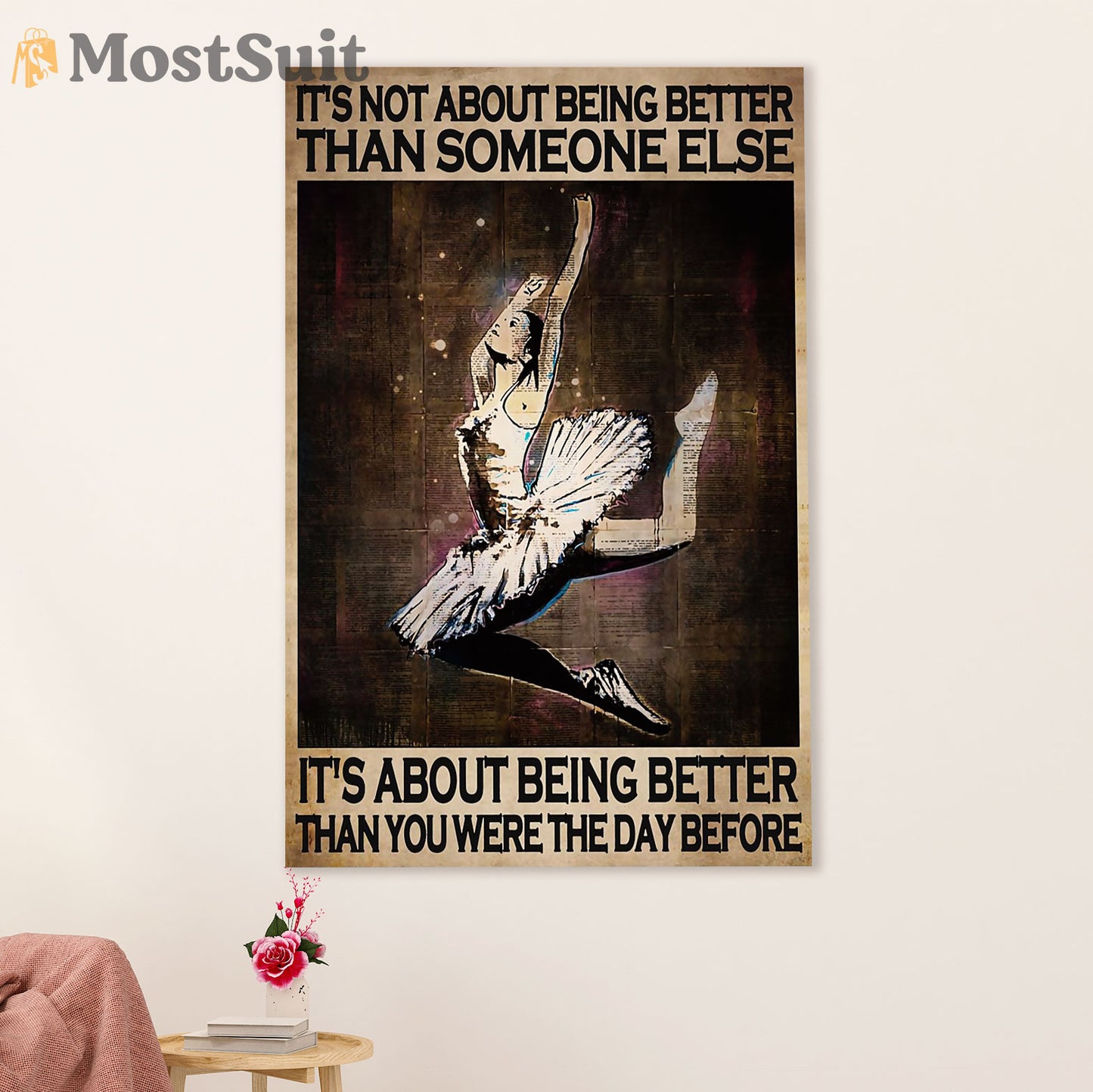 Dancing Ballet Canvas Wall Art Prints | Better Than Yesterday | Home Décor Gift for Ballet Dancer Ballerinas