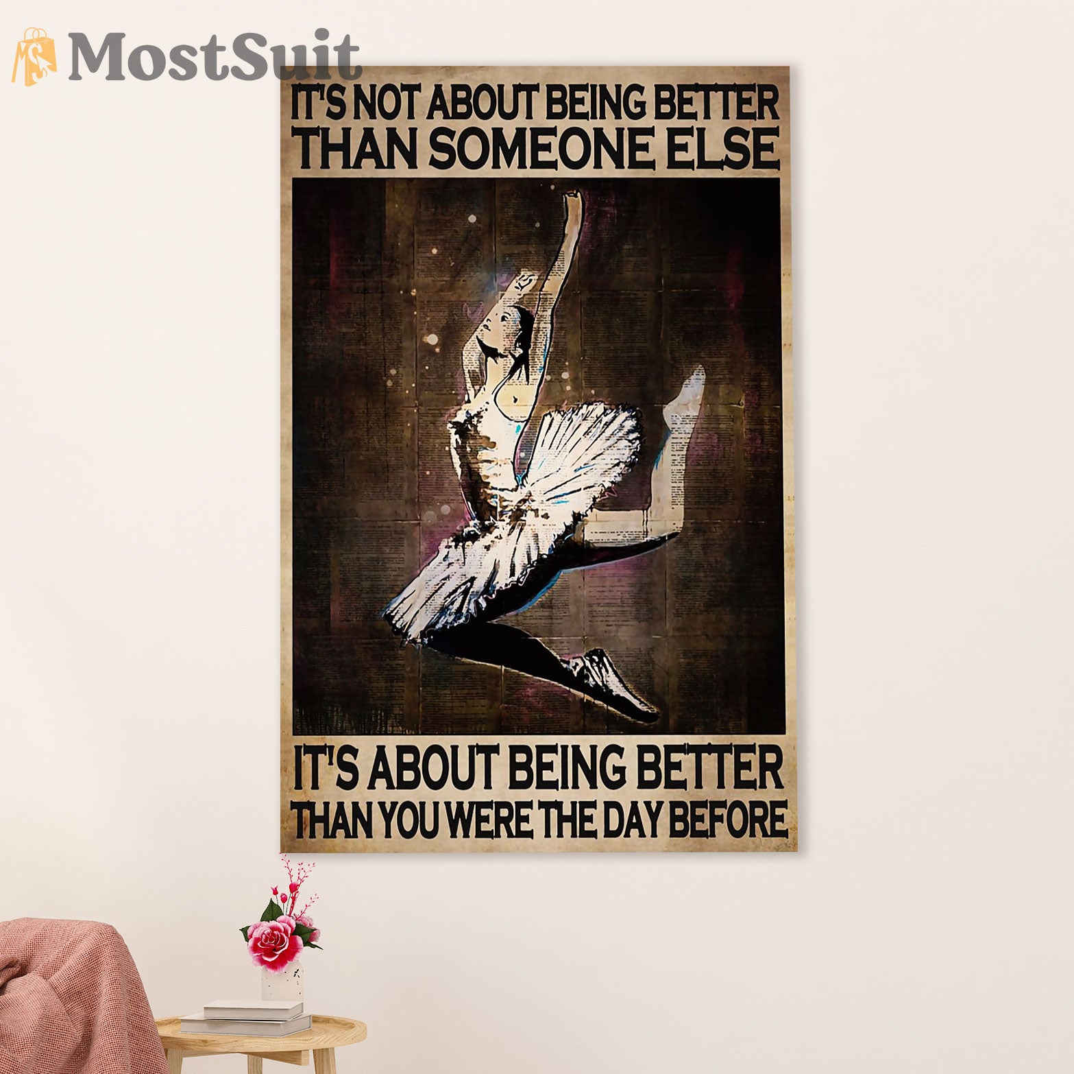 Dancing Ballet Canvas Wall Art Prints | Better Than Yesterday | Home Décor Gift for Ballet Dancer Ballerinas