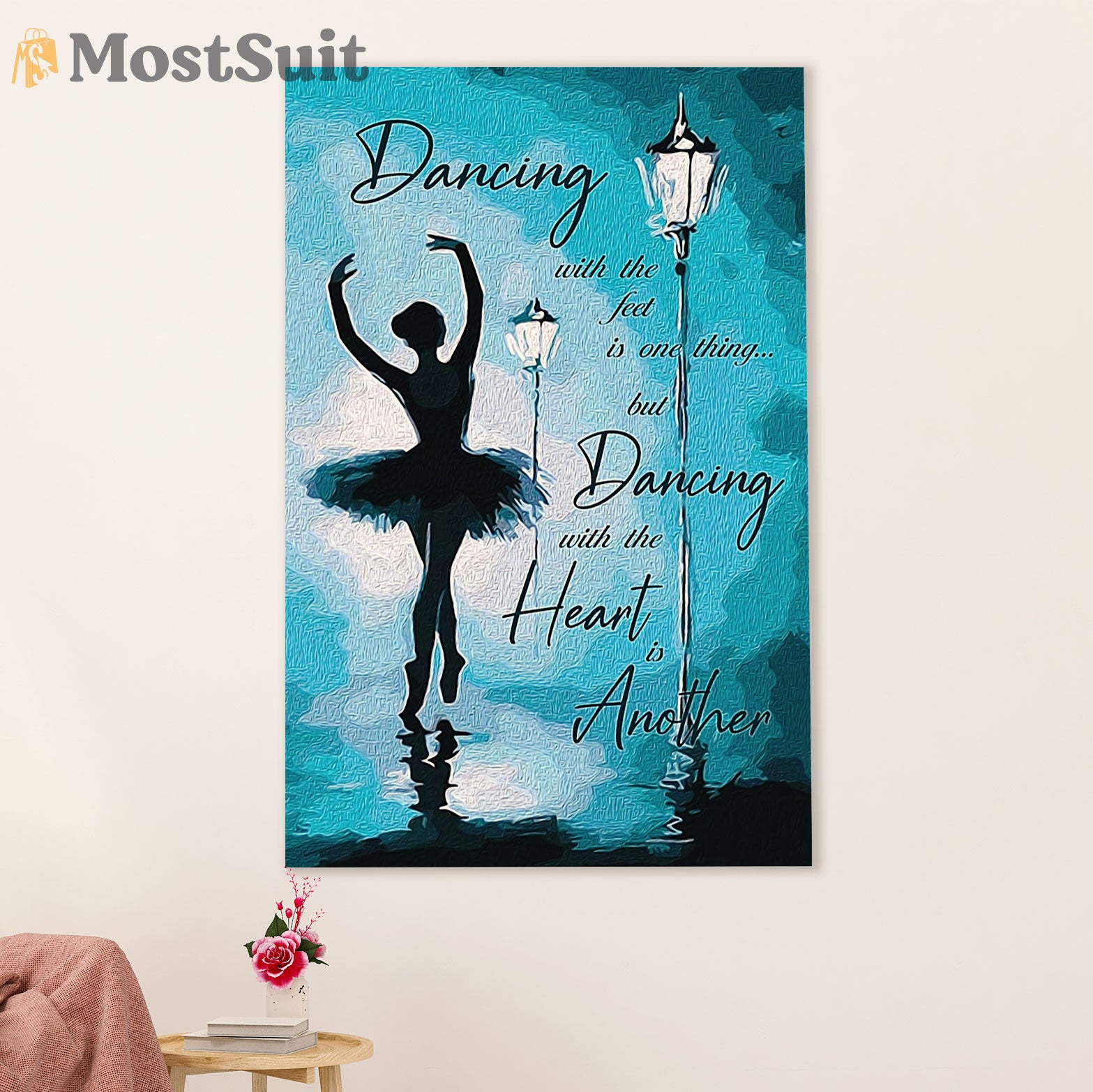 Dancing Ballet Canvas Wall Art Prints | Dancing With The Heart | Home Décor Gift for Ballet Dancer Ballerinas