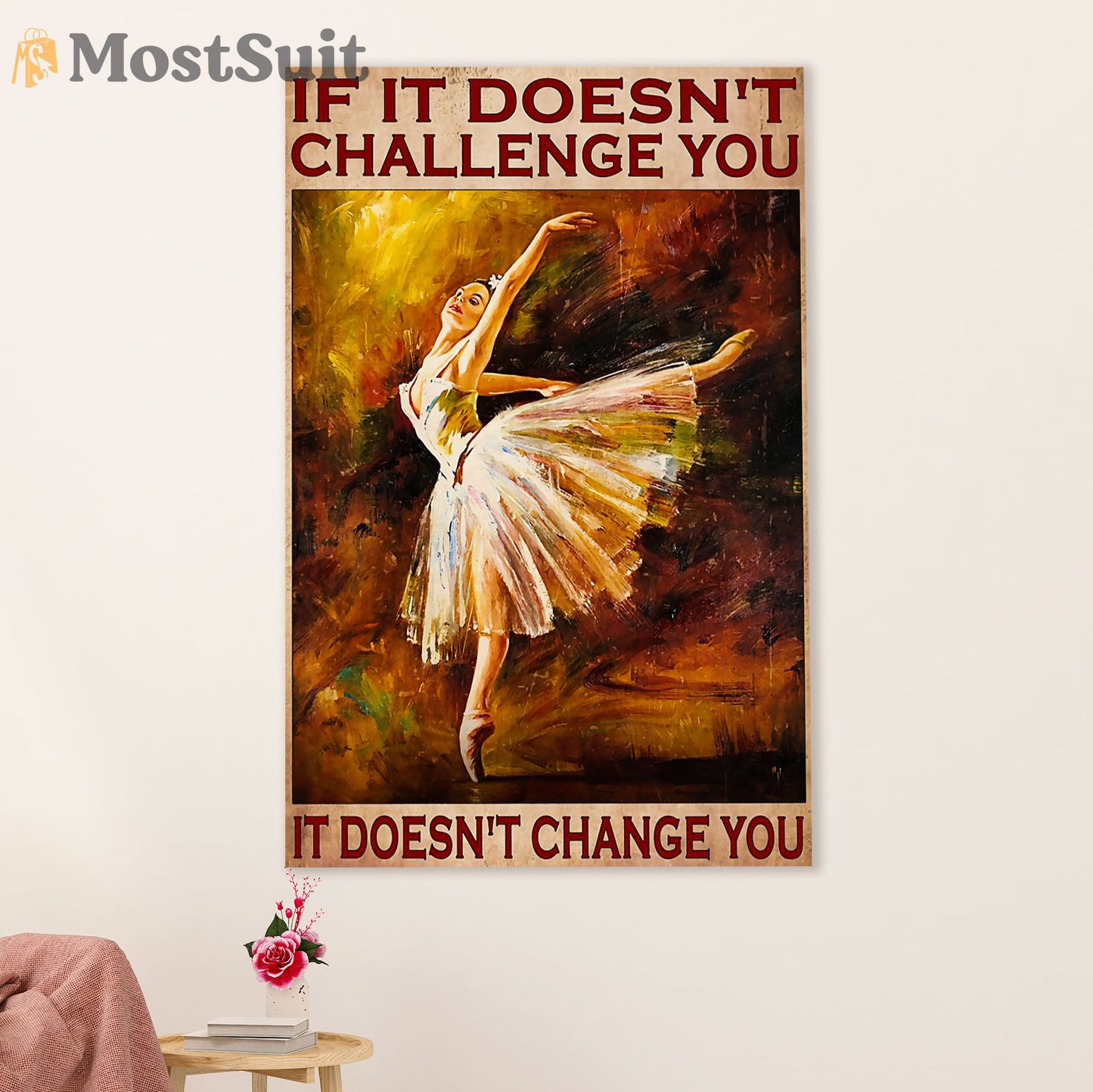 Dancing Ballet Poster Prints | Challenge You | Wall Art Gift for Ballet Dancer Ballerinas