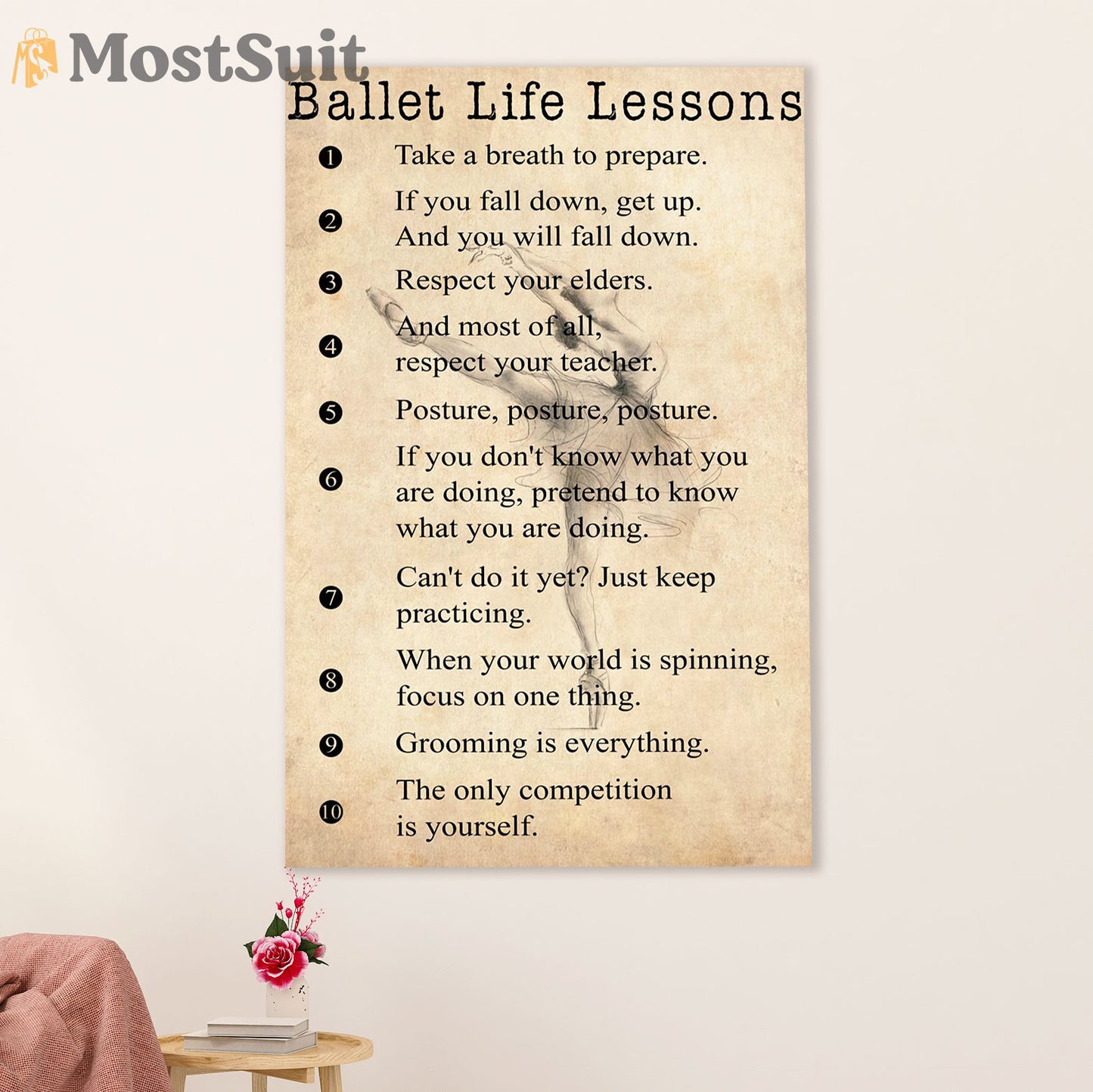 Dancing Ballet Poster Prints | Ballet Life Lessons | Wall Art Gift for Ballet Dancer Ballerinas