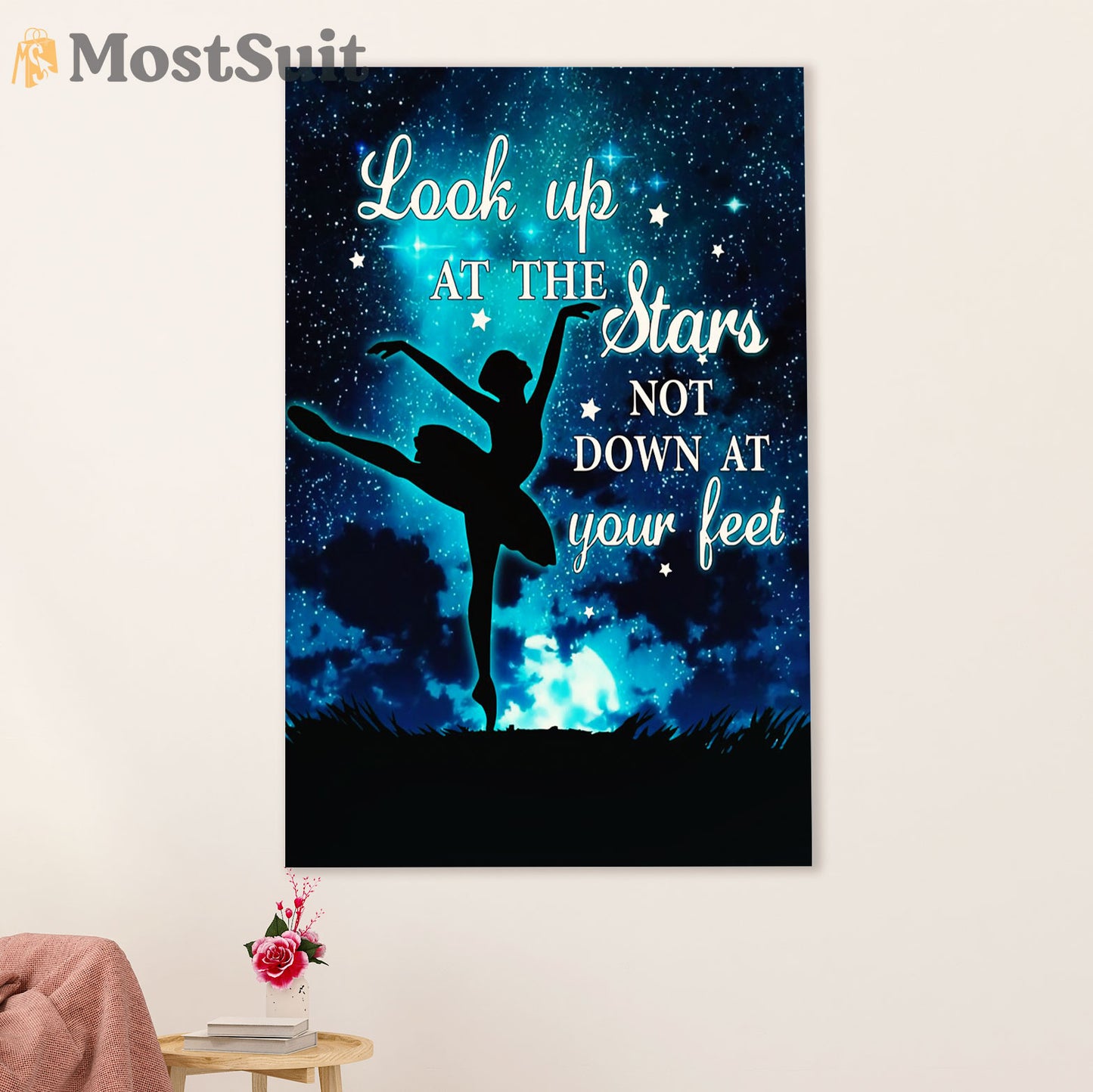 Dancing Ballet Canvas Wall Art Prints | Look Up At The Stars | Home Décor Gift for Ballet Dancer Ballerinas