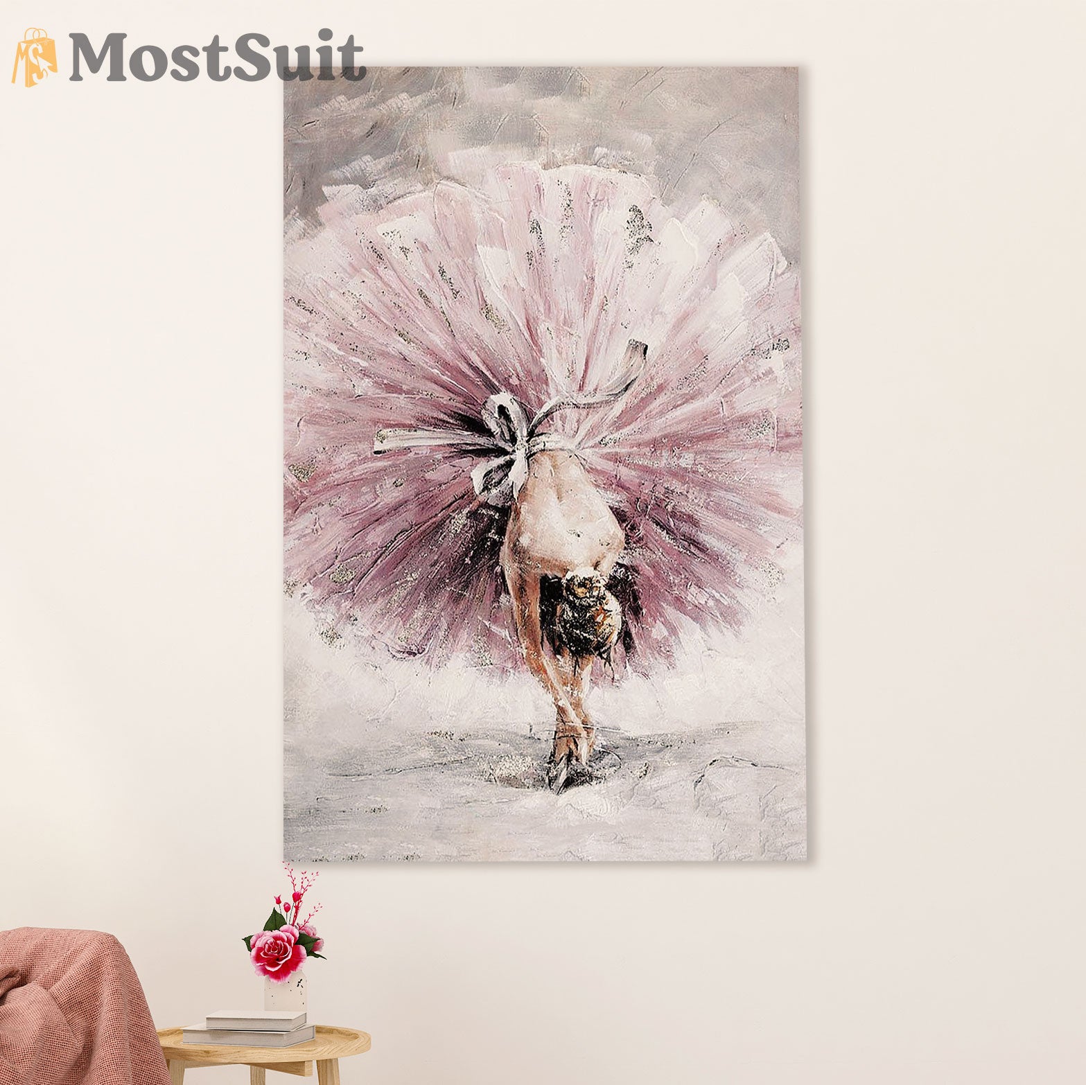 Dancing Ballet Canvas Wall Art Prints | Ballet Girl Painting | Home Décor Gift for Ballet Dancer Ballerinas