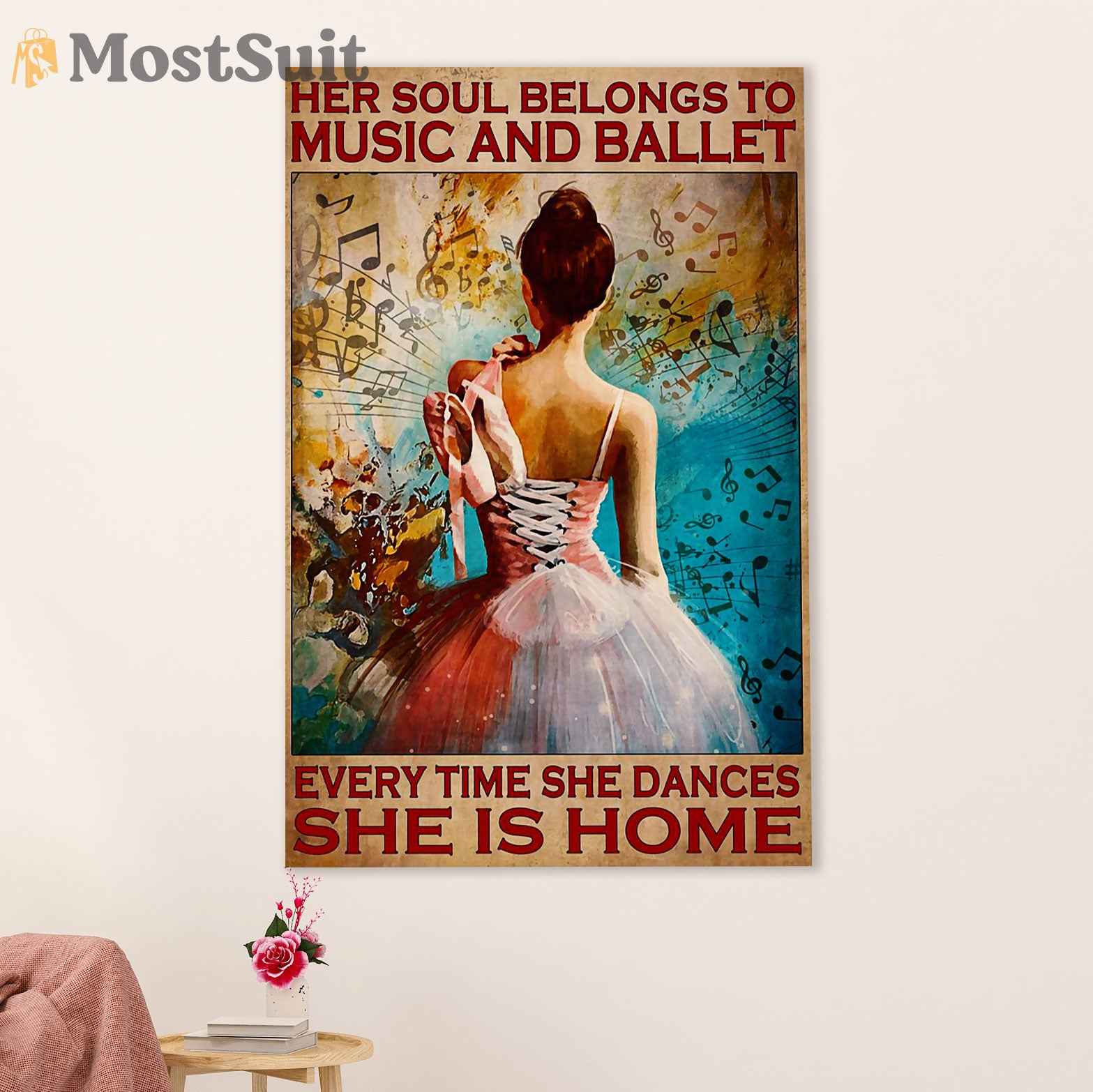 Dancing Ballet Canvas Wall Art Prints | She Is Home | Home Décor Gift for Ballet Dancer Ballerinas