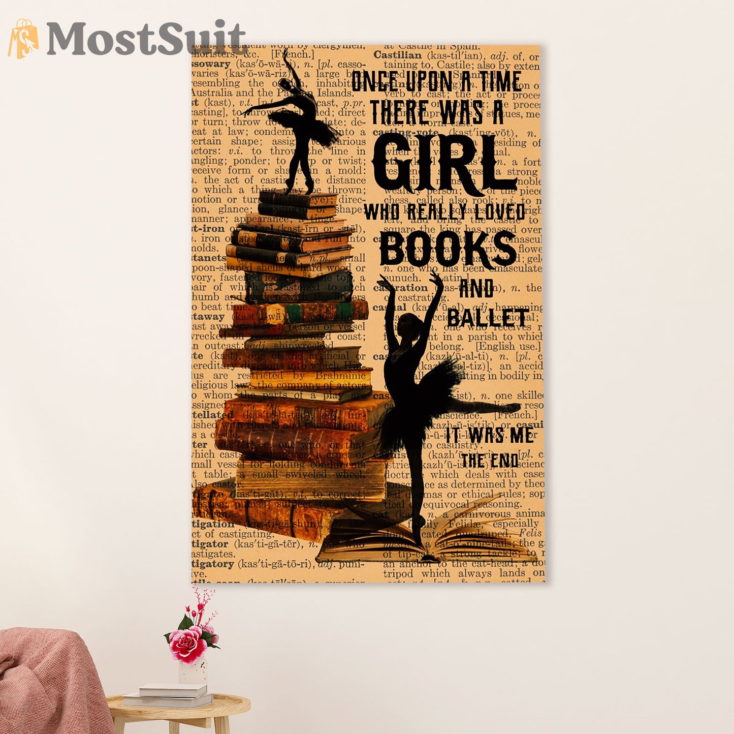 Dancing Ballet Poster Prints | Girl Loved Books & Ballet | Wall Art Gift for Ballet Dancer Ballerinas