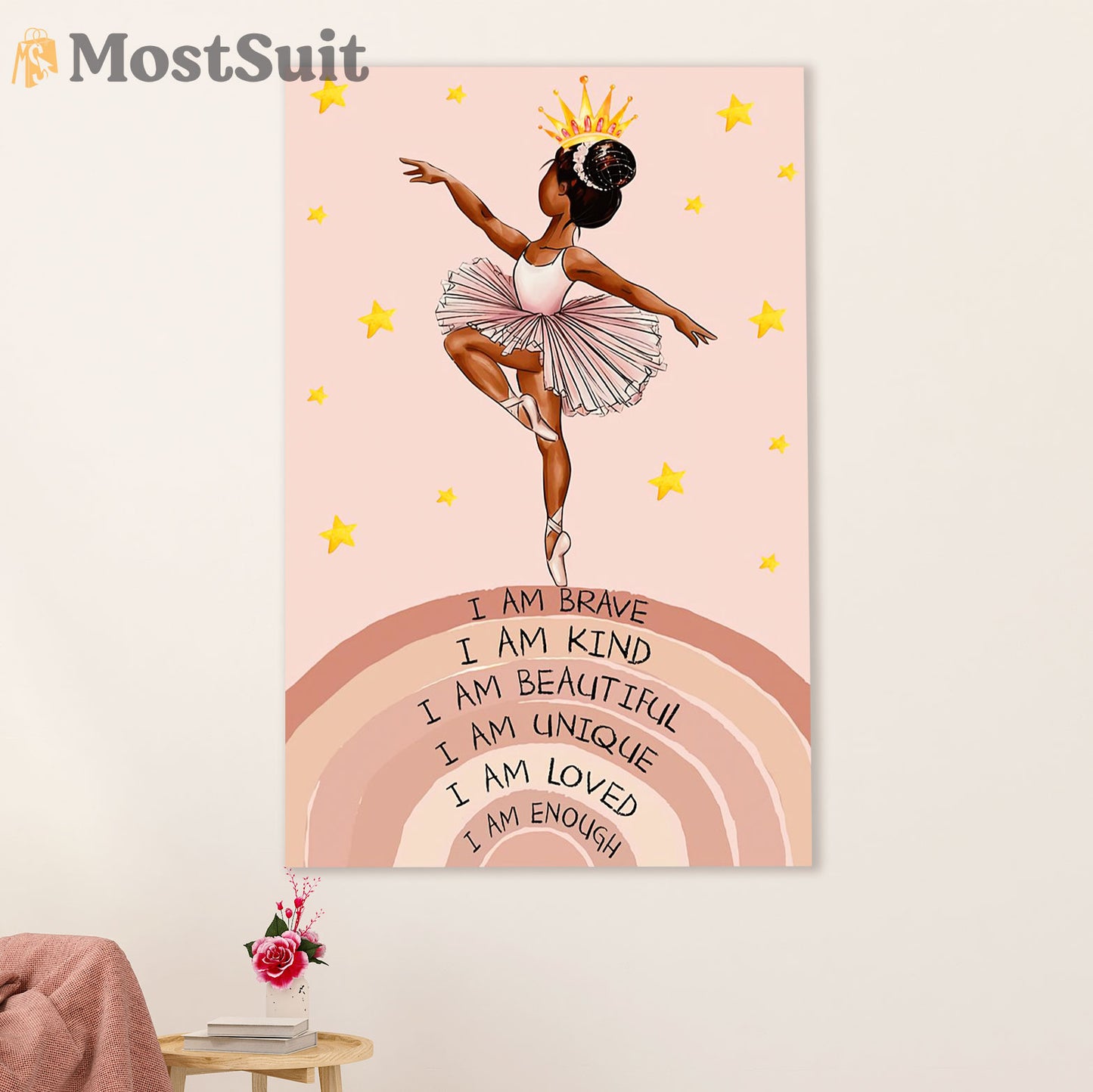 Dancing Ballet Poster Prints | Brave Kind Beautiful | Wall Art Gift for Ballet Dancer Ballerinas