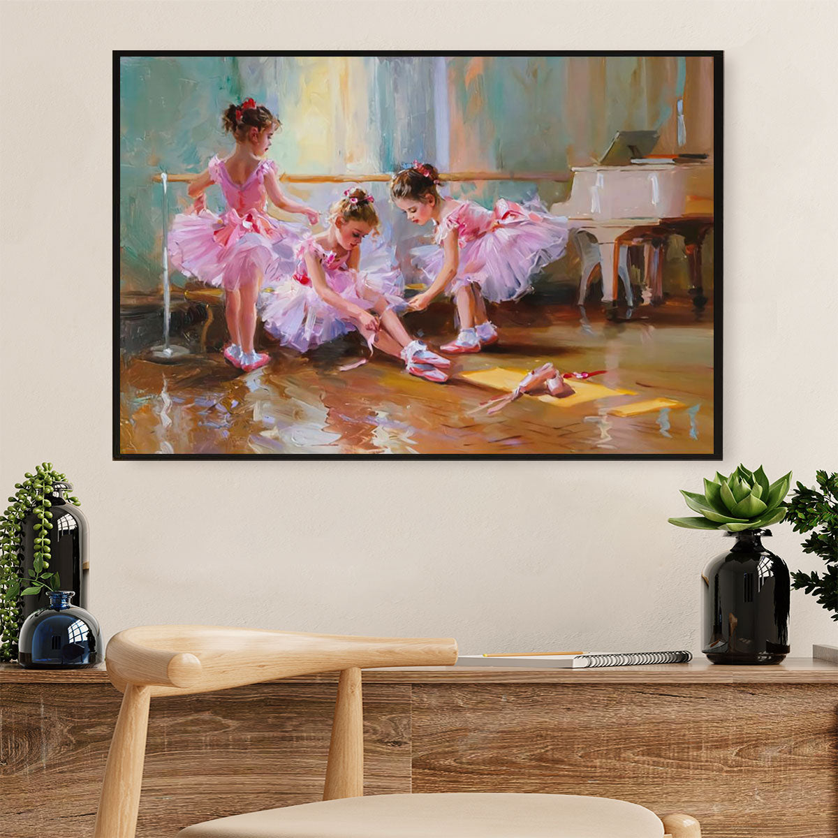 Dancing Ballet Poster Print | Ballet Girls Painting | Wall Art Gift for Ballet Dancer