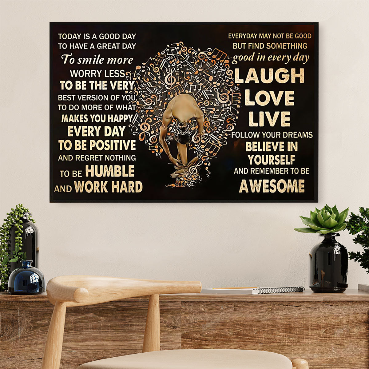 Dancing Ballet Poster Print | Work Hard | Wall Art Gift for Ballet Dancer