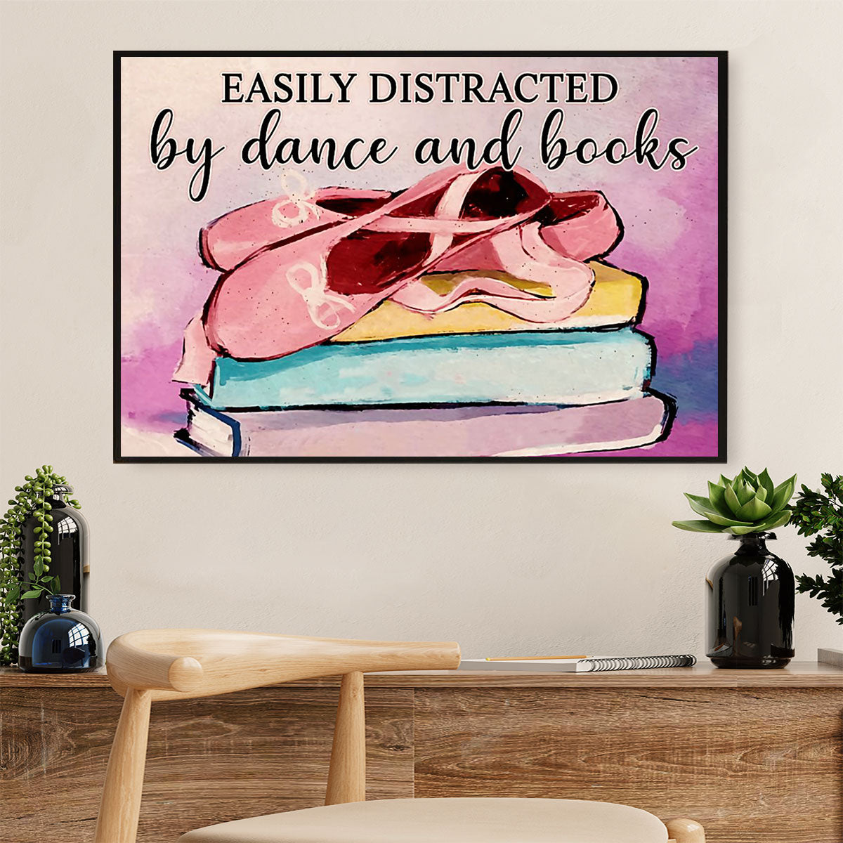 Dancing Ballet Poster Print | Distracted By Dance & Books | Wall Art Gift for Ballet Dancer