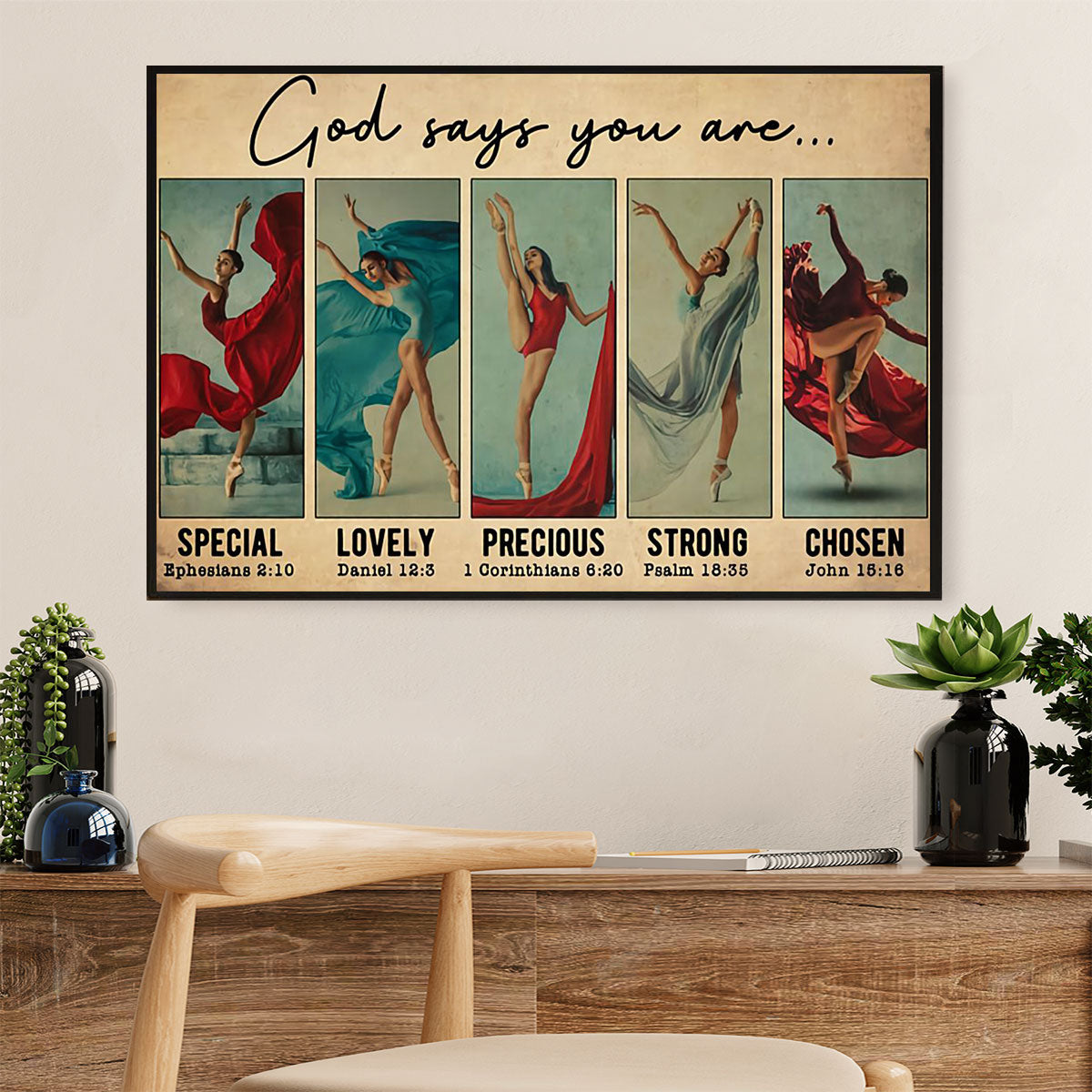 Dancing Ballet Canvas Wall Art Prints | God Says You Are | Home Décor Gift for Ballet Dancer