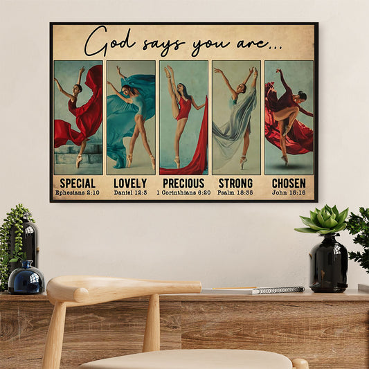 Dancing Ballet Canvas Wall Art Prints | God Says You Are | Home Décor Gift for Ballet Dancer