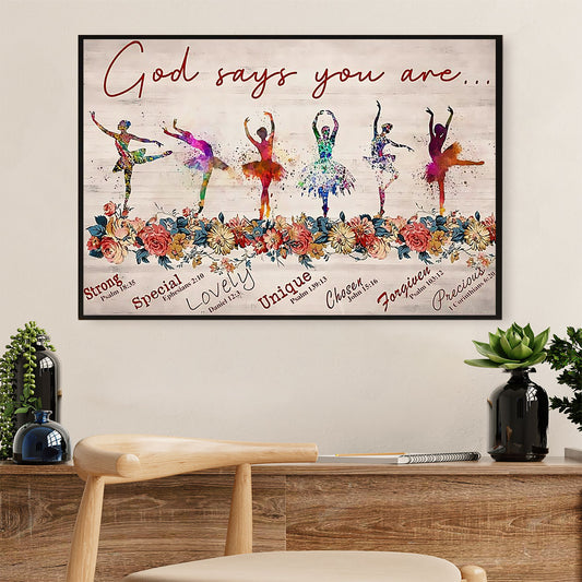 Dancing Ballet Canvas Wall Art Prints | God Says You Are | Home Décor Gift for Ballet Dancer