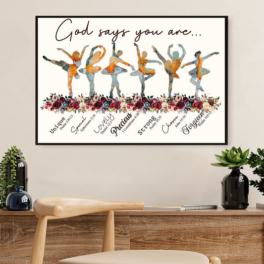 Dancing Ballet Canvas Wall Art Prints | God Says You Are | Home Décor Gift for Ballet Dancer