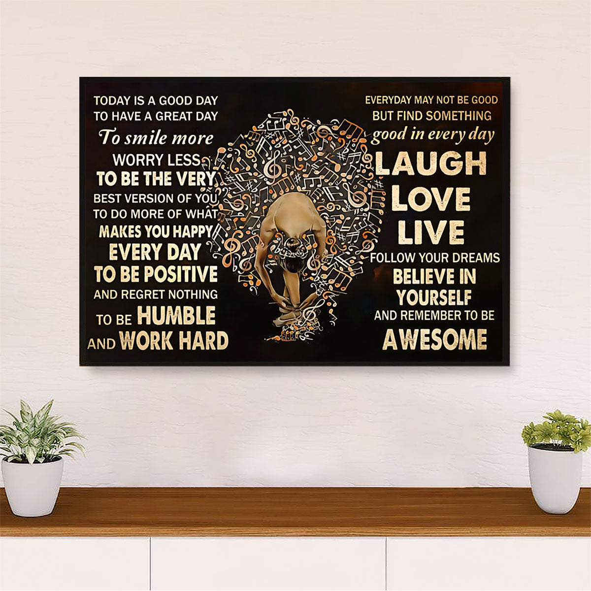 Dancing Ballet Canvas Wall Art Prints | Work Hard | Home Décor Gift for Ballet Dancer