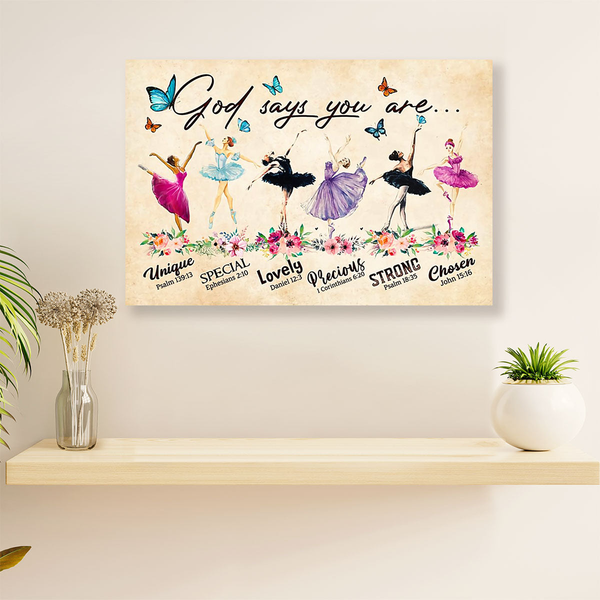 Dancing Ballet Canvas Wall Art Prints | God Says You Are | Home Décor Gift for Ballet Dancer
