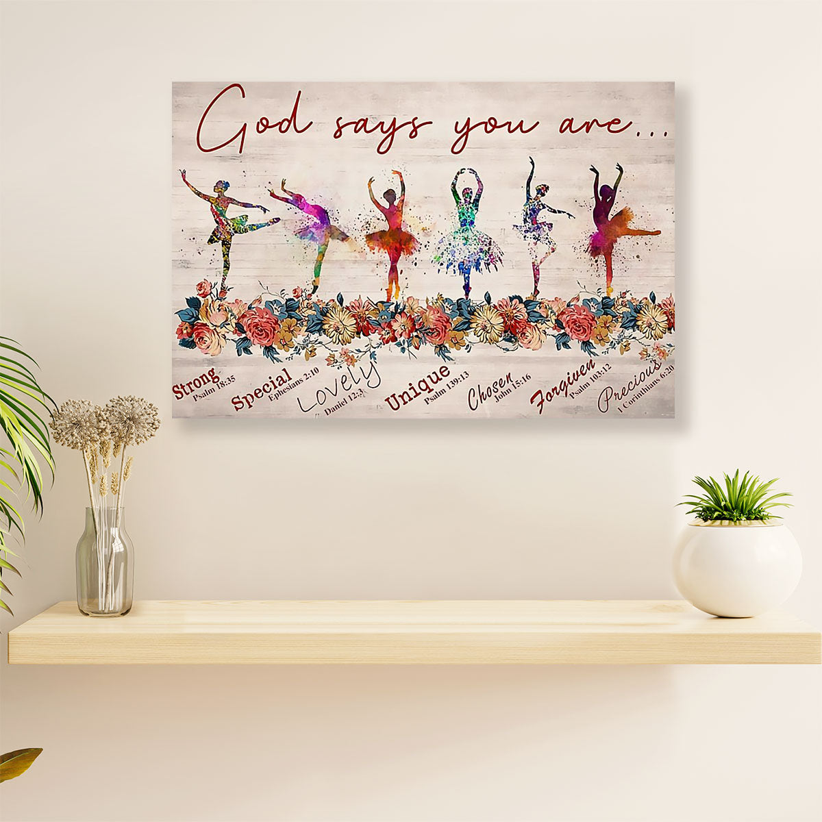 Dancing Ballet Canvas Wall Art Prints | God Says You Are | Home Décor Gift for Ballet Dancer