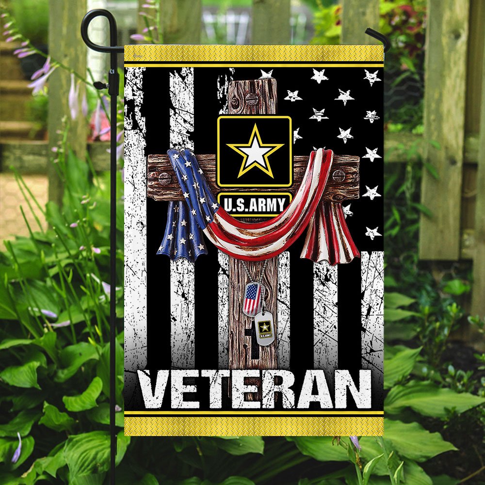 Christian Jesus Cross. U.S Army Veteran Flag