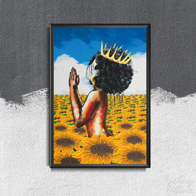 Canvas Prints Afro Queen With Sunflower Gifts Vintage Home Wall Decor Canvas - Mostsuit