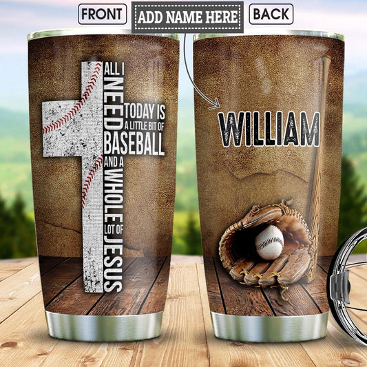Baseball Faith Personalized Stainless Steel Tumbler Cups Drinkware 20oz - MostSuit