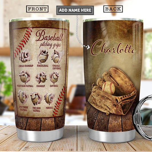 Baseball Personalized Stainless Steel Tumbler Cups Drinkware 20oz - MostSuit