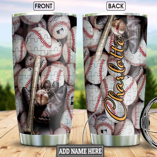 Baseball Personalized Stainless Steel Tumbler Cups Drinkware 20oz - MostSuit
