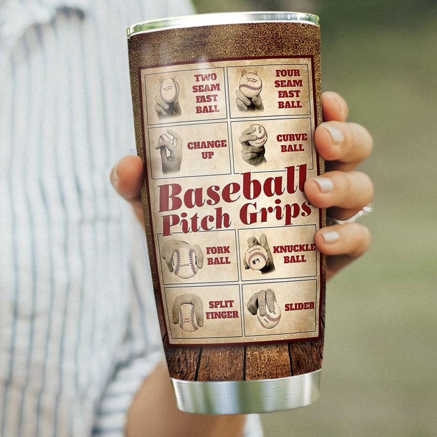 Baseball Pitch Grips Personalized NNR1211001 Stainless Steel Tumbler - MostSuit