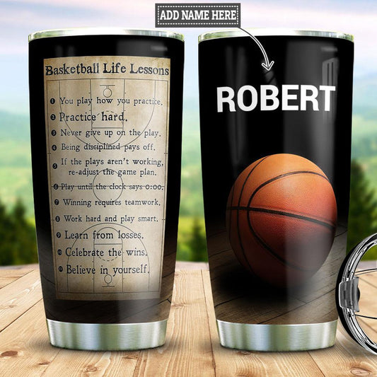 Basketball Lessons Personalized Stainless Steel Tumbler Cups Drinkware 20oz - MostSuit
