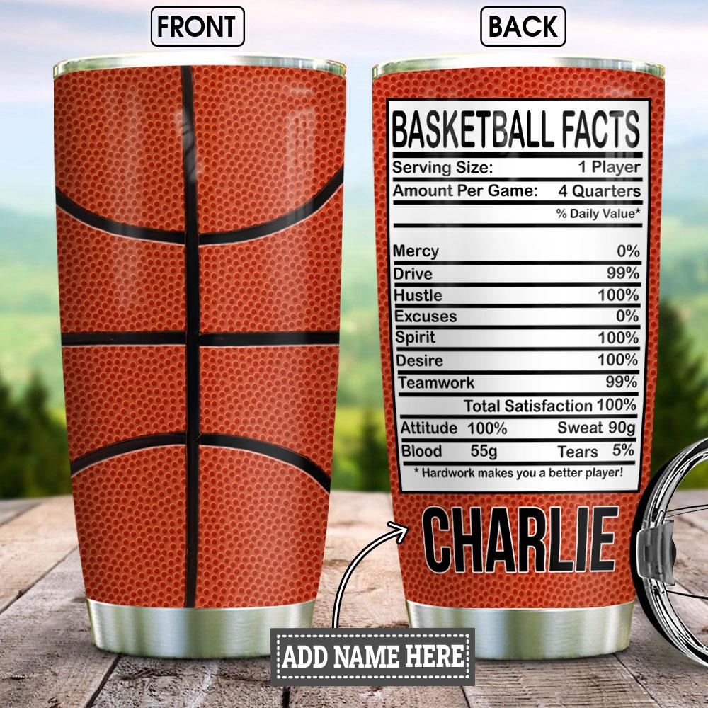 Basketball Nutrition Facts Personalized Stainless Steel Tumbler Cups Drinkware 20oz - MostSuit