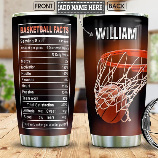 Basketball Fact Personalized Stainless Steel Tumbler Cups Drinkware 20oz - MostSuit