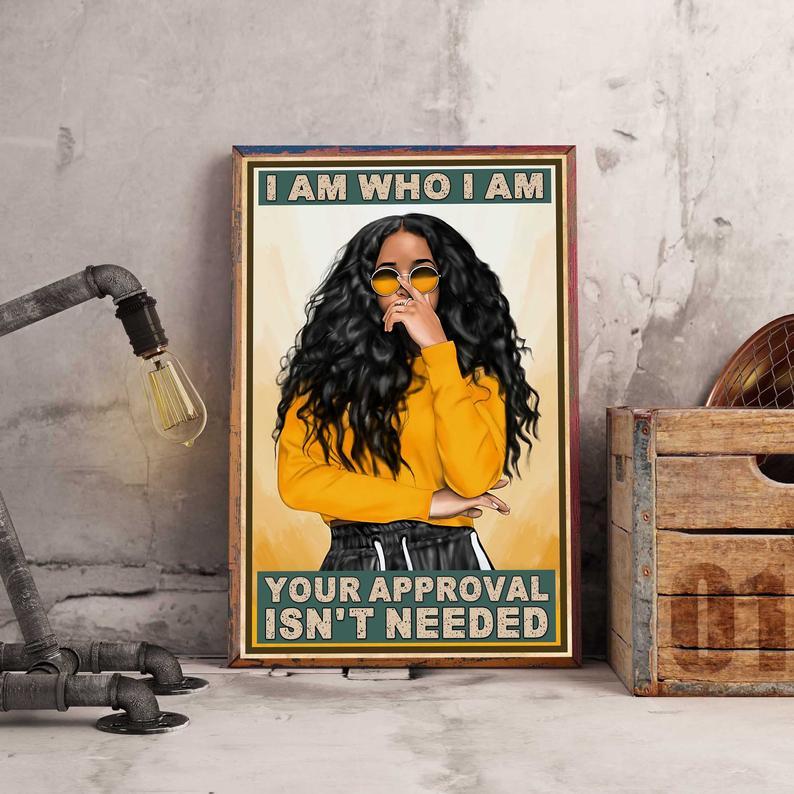 Personalized Photo and Text Canvas Prints Black Girl Birthday Gift Vintage Home Wall Decor Canvas - Mostsuit