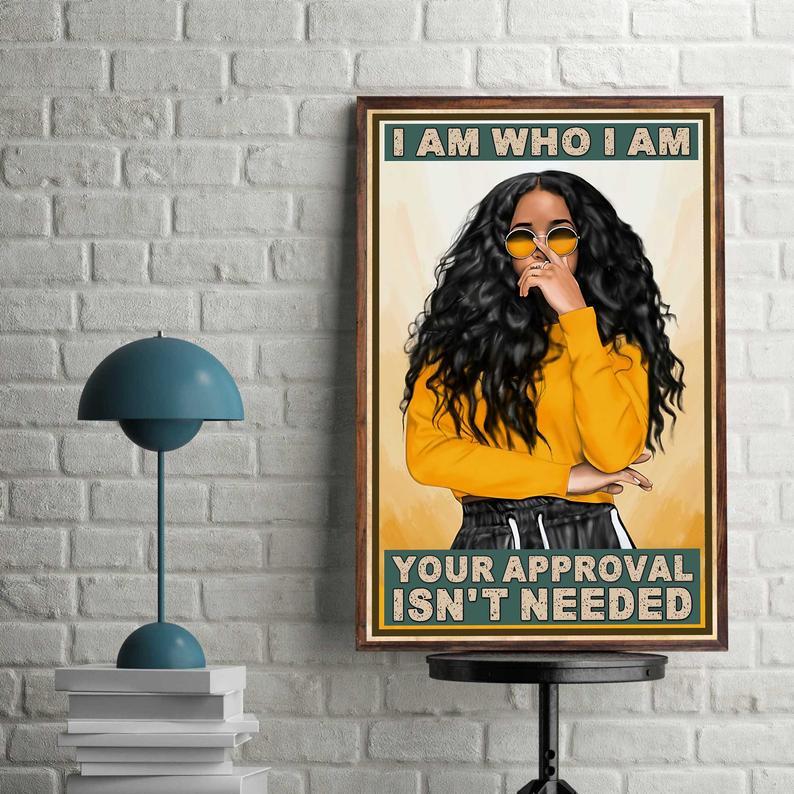 Personalized Photo and Text Canvas Prints Black Girl Birthday Gift Vintage Home Wall Decor Canvas - Mostsuit