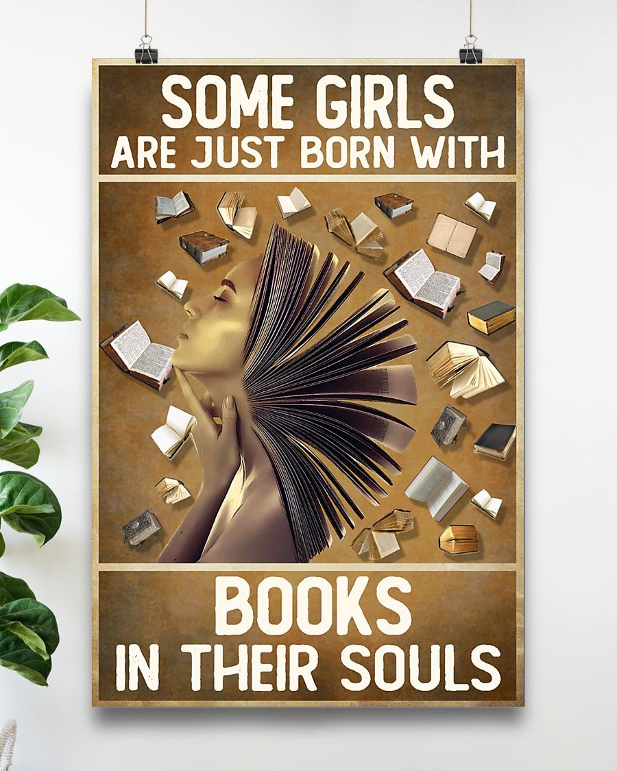 Canvas Prints Book Lover - Born With Books In Their Souls Birthday Gift Vintage Home Wall Decor Canvas - Mostsuit