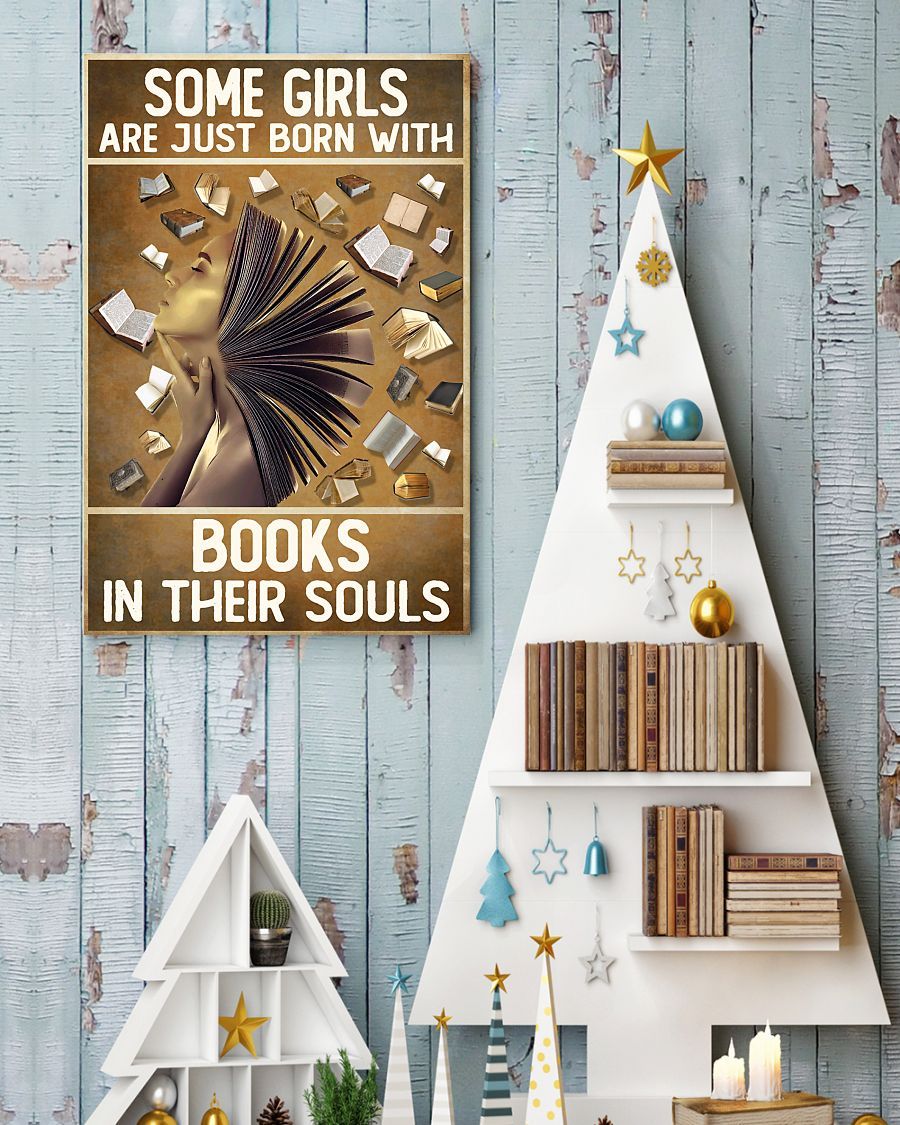 Canvas Prints Book Lover - Born With Books In Their Souls Birthday Gift Vintage Home Wall Decor Canvas - Mostsuit