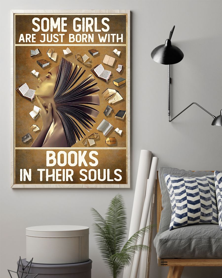 Canvas Prints Book Lover - Born With Books In Their Souls Birthday Gift Vintage Home Wall Decor Canvas - Mostsuit