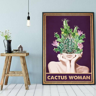 Canvas Prints Cactus Woman Gift Vintage Home Wall Decor Canvas - Mostsuit