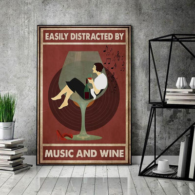 Canvas Prints Drinking Wine and Music Birthday Gift Vintage Home Wall Decor Canvas - Mostsuit