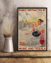Canvas Prints Easily Distracted By Music And Tequila Birthday Gift Vintage Home Wall Decor Canvas - Mostsuit
