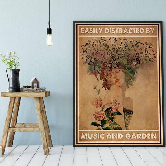 Canvas Prints Easily Distracted By Music and Garden Gift Vintage Home Wall Decor Canvas - Mostsuit