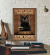 Personalized Photo and Text Canvas Prints Gift for Lovers Black Cat Coffee Birthday Gift Vintage Home Wall Decor Canvas - Mostsuit